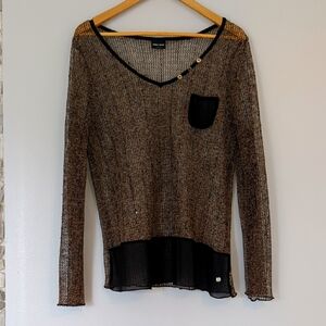 Point Zero Sheer Blouse Womens XXL Pullover Sequin Formal Corpcore